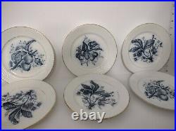 050 Collectible Vintage 6 Flow Blue Fruit Plate P Regout Co Maastricht 1817's