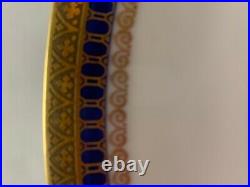 10 ART DECO Silesia DINNER PLATES Antiq Gold Encrusted Cobalt Blue Geometric Tr