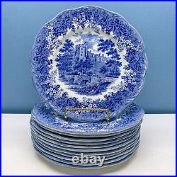 10 J & G Meakin ROMANTIC ENGLAND Blue HADDON HALL 10 Dinner Plates ROUND MARK