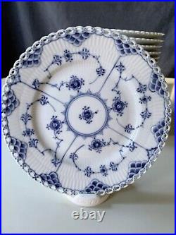 10 ROYAL COPENHAGEN BLUE FLUTED FULL LACE Salad Side Plates 1087 1st Quality