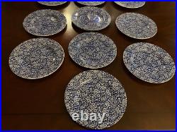 10queens / England Calico Blue & White Chintz Floral Dinner Plates