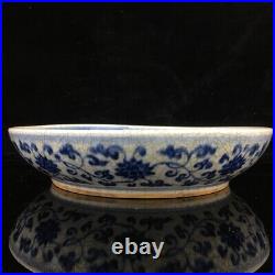 11.5 Old Antique yuan dynasty Porcelain Blue white open slice fish algae plate