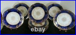 11 Pcs Th Haviland Limoges France Cobalt Gold Raised Floral 8 3/4 Lunch Plates