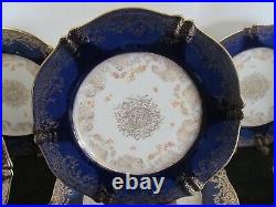 11 Pcs Th Haviland Limoges France Cobalt Gold Raised Floral 8 3/4 Lunch Plates