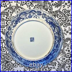 12 Chinese Antique Qianlong Mark Blue & White Nine Dragons Porcelain Plate