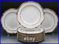 12 Copeland Spode Stafford Blue Leaf & Gold Dinner Plates T. Goode 10.5 9688