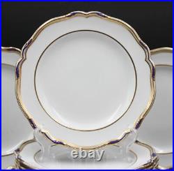 12 Copeland Spode Stafford Blue Leaf & Gold Dinner Plates T. Goode 10.5 9688