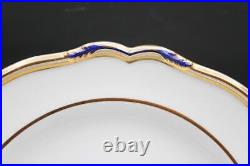 12 Copeland Spode Stafford Blue Leaf & Gold Dinner Plates T. Goode 10.5 9688