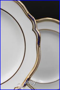 12 Copeland Spode Stafford Blue Leaf & Gold Dinner Plates T. Goode 10.5 9688