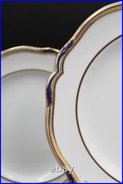 12 Copeland Spode Stafford Blue Leaf & Gold Dinner Plates T. Goode 10.5 9688