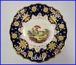 (12) Ridgway Regency Porcelain Loop Sprigged Landscape Dessert Plates 941 c 1810