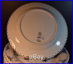 13 Vintage Royal Copenhagen Blue and White Fluted Full Lace Dinner Plates