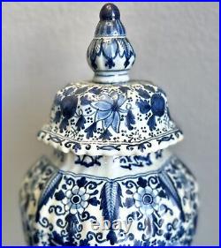 14 MAKKUM Tichlaar Blue/White Earthenware Jar w Lid, Mark Artist Jesse Kaspess