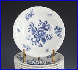 14pc Royal Worcester Blue Spray Berry Bowls, 5 1/2, White plate, swirl fluted