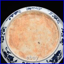 15.7 Antique dynasty Porcelain xuande mark Blue white flower Fruits bird plate