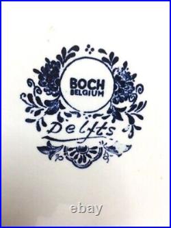 15 ½ Antique Boch DELFT Blue Wall Charger Plate Horse Sleigh Ride Winter Mint
