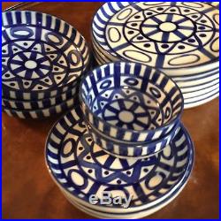 15pc Dansk Arabesque Blue & White Dishes Dinner Salad Plates Pasta Cereal Bowls