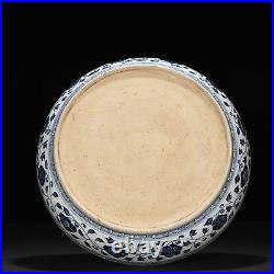 16.3 China porcelain ming dynasty yongle mark Blue white dragon seawater Plate