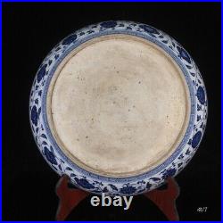16 Old yuan dynasty Porcelain Blue white interlock branch flowers plants plate