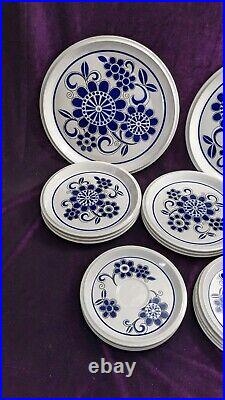 16 Pcs Mid Century Modern Mikasa Light N' Lively SEA ISLE Blue & White China