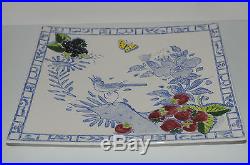$170! NEW GIEN FRANCE OISEAU BLEU SQUARE PLATE tray blue white platter