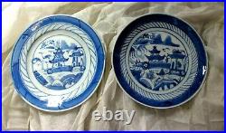 1780 Antique Chinese Canton Blue & white Porcelain Plate Dish Qianlong Export