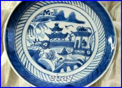 1780 Antique Chinese Canton Blue & white Porcelain Plate Dish Qianlong Export