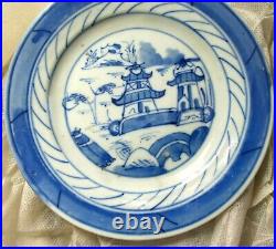 1780 Antique Chinese Canton Blue & white Porcelain Plate Dish Qianlong Export