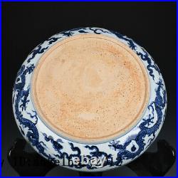 17 Chinese old Porcelain ceramics Ming yongle blue white seawater dragon plate