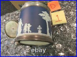 1893 Wedgwood Jasperware Covered Blue Beverage Ice Bucket Bar Pail Silver Plate