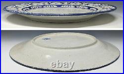 1896-1928 DEDHAM POTTERY 12.25 Rabbit Charger, Blue & White Arts & Crafts Plate