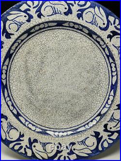 1896-1928 DEDHAM POTTERY 12.25 Rabbit Charger, Blue & White Arts & Crafts Plate