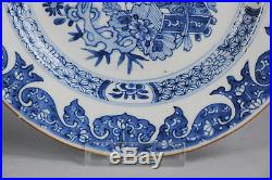 18C Chinese Porcelain Plate Blue & white Flowers & Baskets Good Condition
