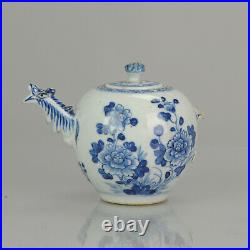 18C Chinese Porcelain Qianlong /Yongzheng Blue And White Teapot Rooster
