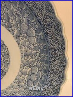 18 1/4 19th Cen. Japanese Imari Charger Blue & White c. 1830 Peonies & Moths