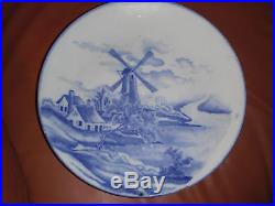 18c Chinese Delft Blue & White Windmill Plate