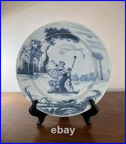 18thC Blue & White English London Delftware Dish c1750 23.5cm