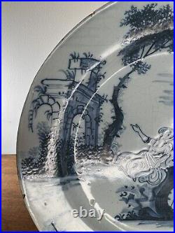 18thC Blue & White English London Delftware Dish c1750 23.5cm