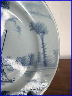 18thC Blue & White English London Delftware Dish c1750 23.5cm