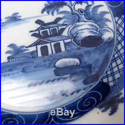 18thC English Delft Pottery Plate Chinoiserie Blue & White London / Lambeth