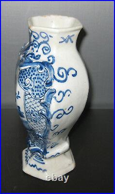 18th CENTURY DELFT BLUE AND WHITE VASE, signed