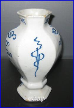 18th CENTURY DELFT BLUE AND WHITE VASE, signed