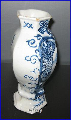 18th CENTURY DELFT BLUE AND WHITE VASE, signed