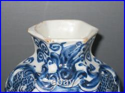 18th CENTURY DELFT BLUE AND WHITE VASE, signed