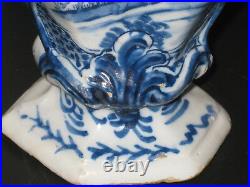 18th CENTURY DELFT BLUE AND WHITE VASE, signed