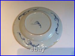18th CENTURY POSSIBLY 17th CENTURY OR EARLIER TIN GLAZE BLUE/WHITE PLATE