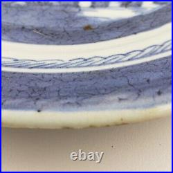 18th C. Chinese Antique Export Blue White Porcelain Bowl Plate Qing Canton 4 pc