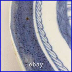 18th C. Chinese Antique Export Blue White Porcelain Bowl Plate Qing Canton 4 pc
