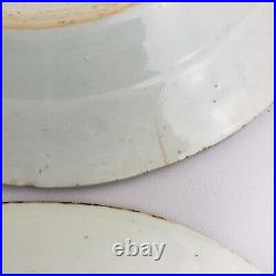 18th C. Chinese Antique Export Blue White Porcelain Bowl Plate Qing Canton 4 pc