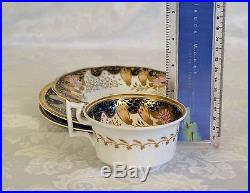 18th C Worcester Dr. Wall Period Tea cup saucer Plate flowers blue & white gold